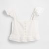 Crop Top cu Volane din Dantela Voile Peplum Crop Top cu Volane din Dantela Voile Peplum