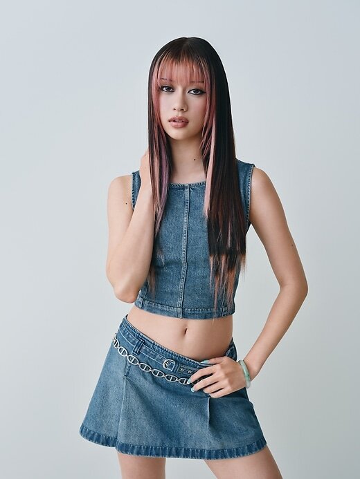 Fusta mini cu curea denim Fusta mini cu curea denim
