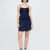 Fusta mini denim cu ochiuri