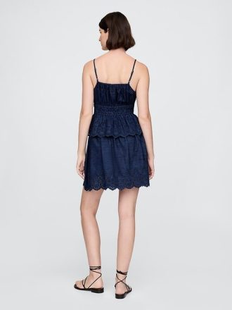 Fusta mini denim cu ochiuri Fusta mini denim cu ochiuri