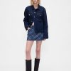 Fusta mini din denim carouri