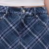 Fusta mini din denim carouri
