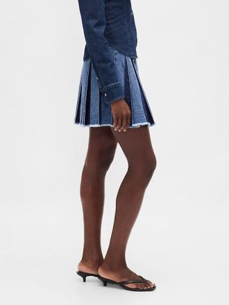 Fusta mini din denim plisat Fusta mini din denim plisat
