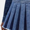 Fusta mini din denim plisat