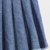 Fusta mini din denim plisat