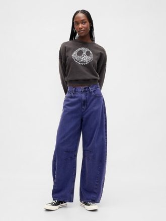 Gap × Blugi UltraSoft Barrel de talie medie de la Disney Tim Burton, The Nightmare Before Christmas