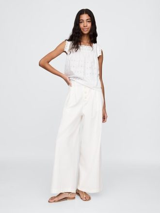 Gap × DÔEN Pantaloni plisați cu talie înaltă