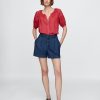 Gap × DÔEN Pantaloni scurți din denim plisați cu talie înaltă