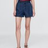 Gap × DÔEN Pantaloni scurți din denim plisați cu talie înaltă