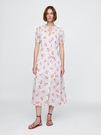 Gap × DÔEN Rochie Midi cu Flore Pintuck