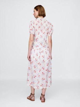 Gap × DÔEN Rochie Midi cu Flore Pintuck
