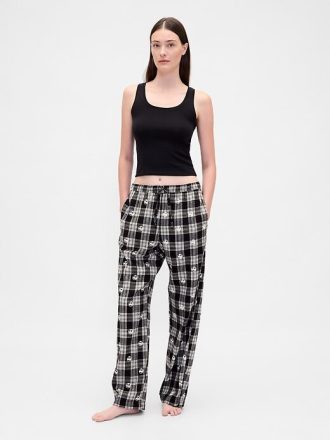 Gap × Pantaloni PJ din flanel cu craniu pentru adulți, de la Disney Tim Burton, The Nightmare Before Christmas