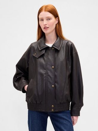 Geaca de piele vegana supradimensionata