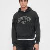 Hanocă cu glugă cu logo crop supradimensionat Hanocă cu glugă cu logo crop supradimensionat