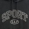 Hanocă cu glugă cu logo crop supradimensionat Hanocă cu glugă cu logo crop supradimensionat