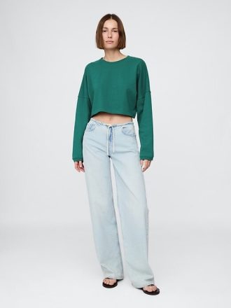 Hanorac crop supradimensionat French Terry