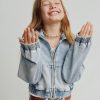 Hanorac din denim tricot cu fermoar pentru copii