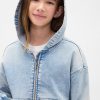 Hanorac din denim tricot cu fermoar pentru copii