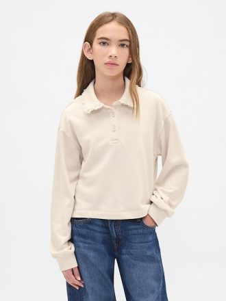 Hanorac polo cu dantelă din French Terry pentru copii