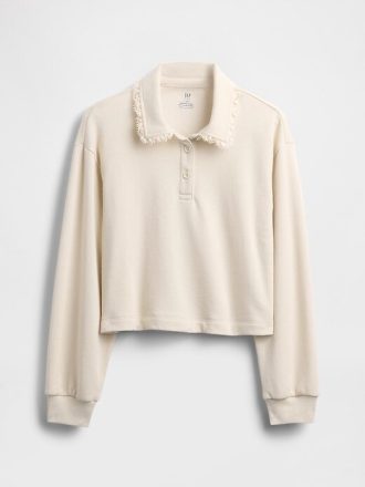 Hanorac polo cu dantelă din French Terry pentru copii