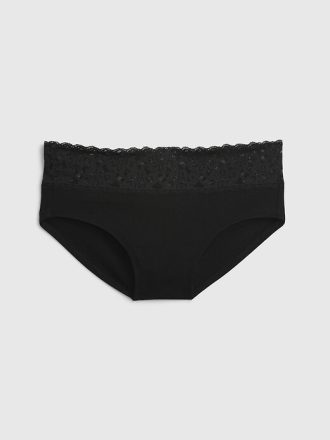 Hipster cu dantelă din bumbac elastic organic