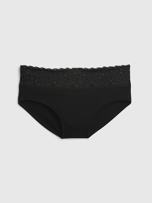 Hipster cu dantelă din bumbac elastic organic Hipster cu dantelă din bumbac elastic organic