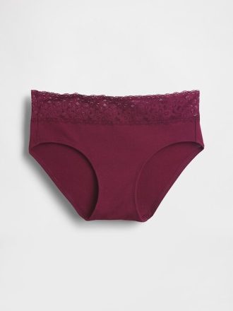 Hipster cu dantelă din bumbac elastic organic