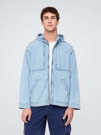 Jachetă Anorak supradimensionată din denim cu fermoar