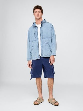 Jachetă Anorak supradimensionată din denim cu fermoar