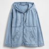 Jachetă Anorak supradimensionată din denim cu fermoar