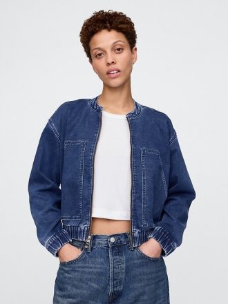 Jachetă bomber din denim tricot
