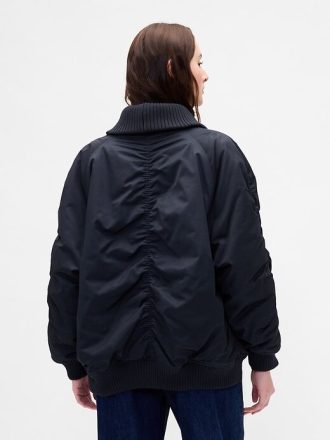 Jachetă bomber supradimensionată cu garnituri din tricot