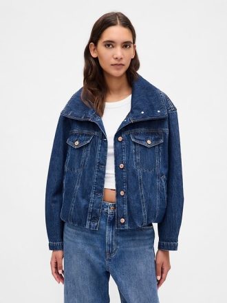 Jachetă Bubble supradimensionată din denim