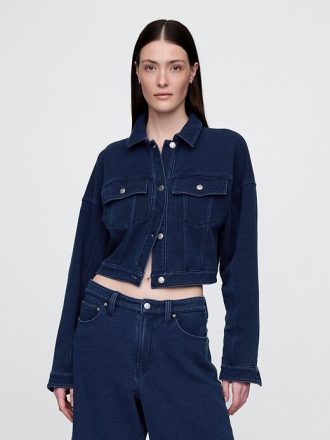 Jachetă crop din denim French Terry Icon