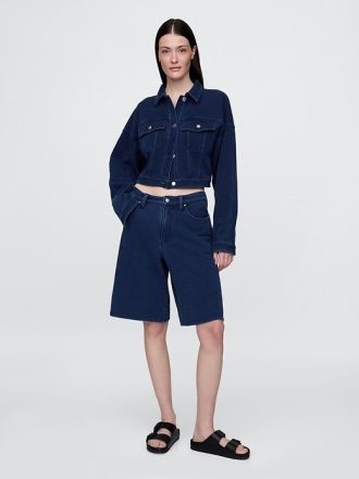 Jachetă crop din denim French Terry Icon