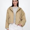 Jachetă crop din nailon cu glugă Jachetă crop din nailon cu glugă