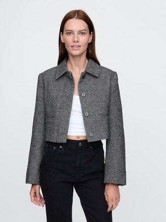 Jachetă Crop Herringbone