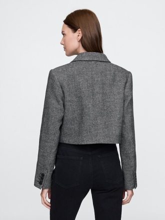 Jachetă Crop Herringbone