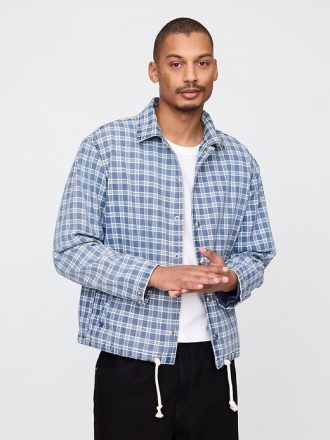Jachetă de antrenore din denim check