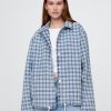 Jachetă de antrenore din denim check Jachetă de antrenore din denim check