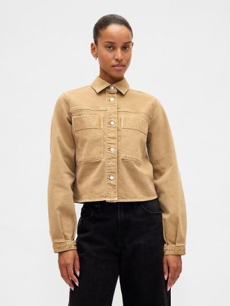 Jachetă de cămașă crop din denim