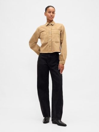 Jachetă de cămașă crop din denim