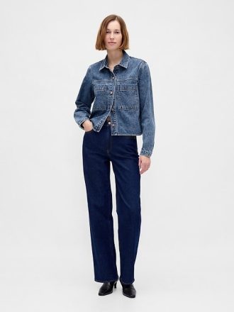 Jachetă de cămașă crop din denim