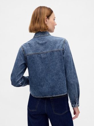 Jachetă de cămașă crop din denim