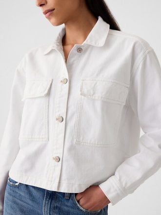 Jachetă de cămașă crop din denim