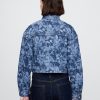 Jachetă de denim decupată cu flori