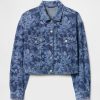 Jachetă de denim decupată cu flori