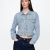Jachetă Icon tăiată cu dungi UltraSoft Denim