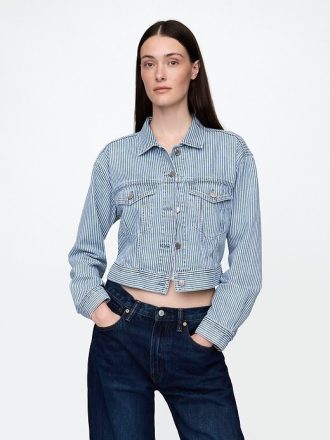 Jachetă Icon tăiată cu dungi UltraSoft Denim