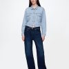 Jachetă Icon tăiată cu dungi UltraSoft Denim